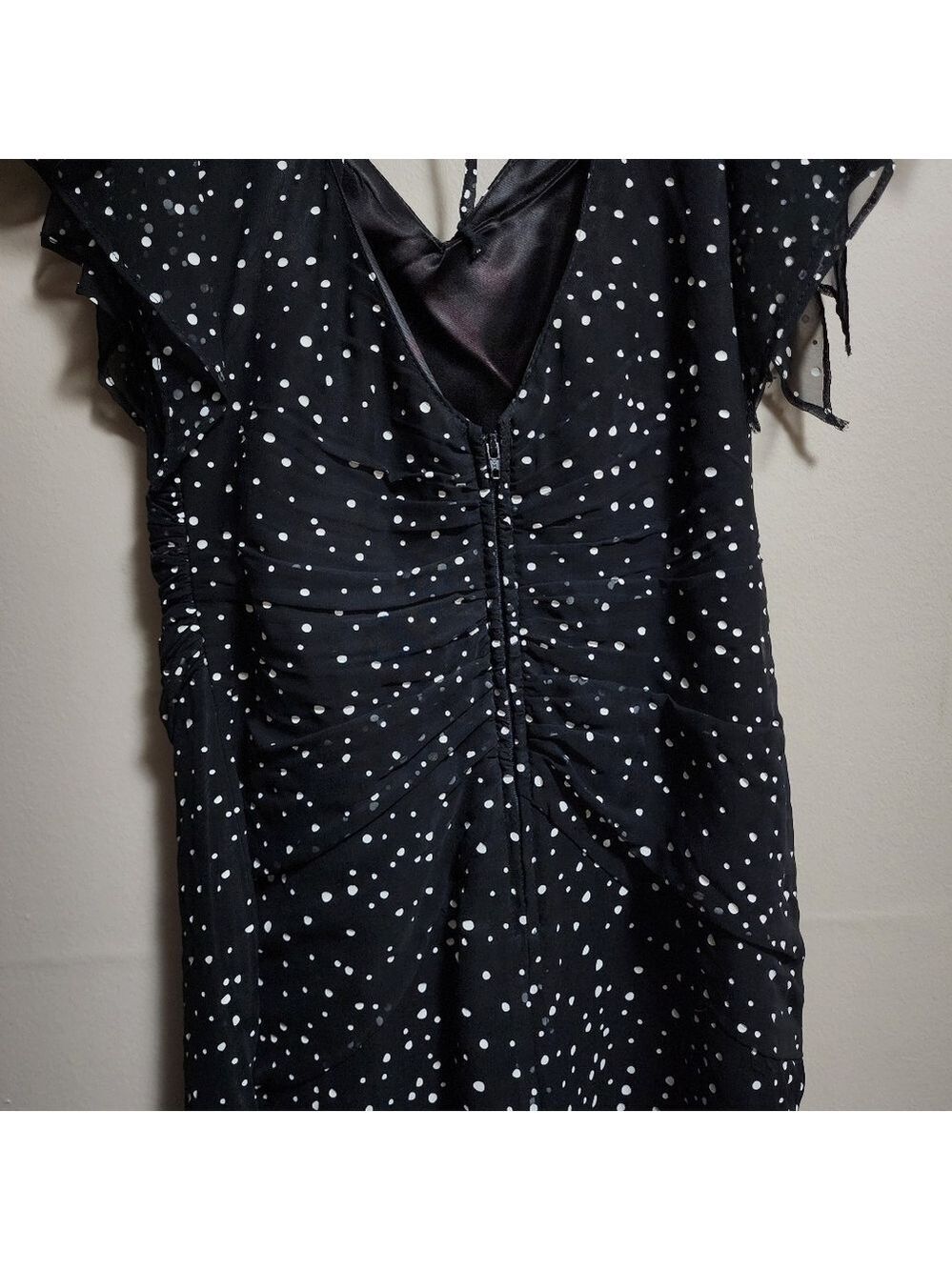 Vintage New Leaf Vneck polka dots draped midi dress size 6 - Picture 7 of 8